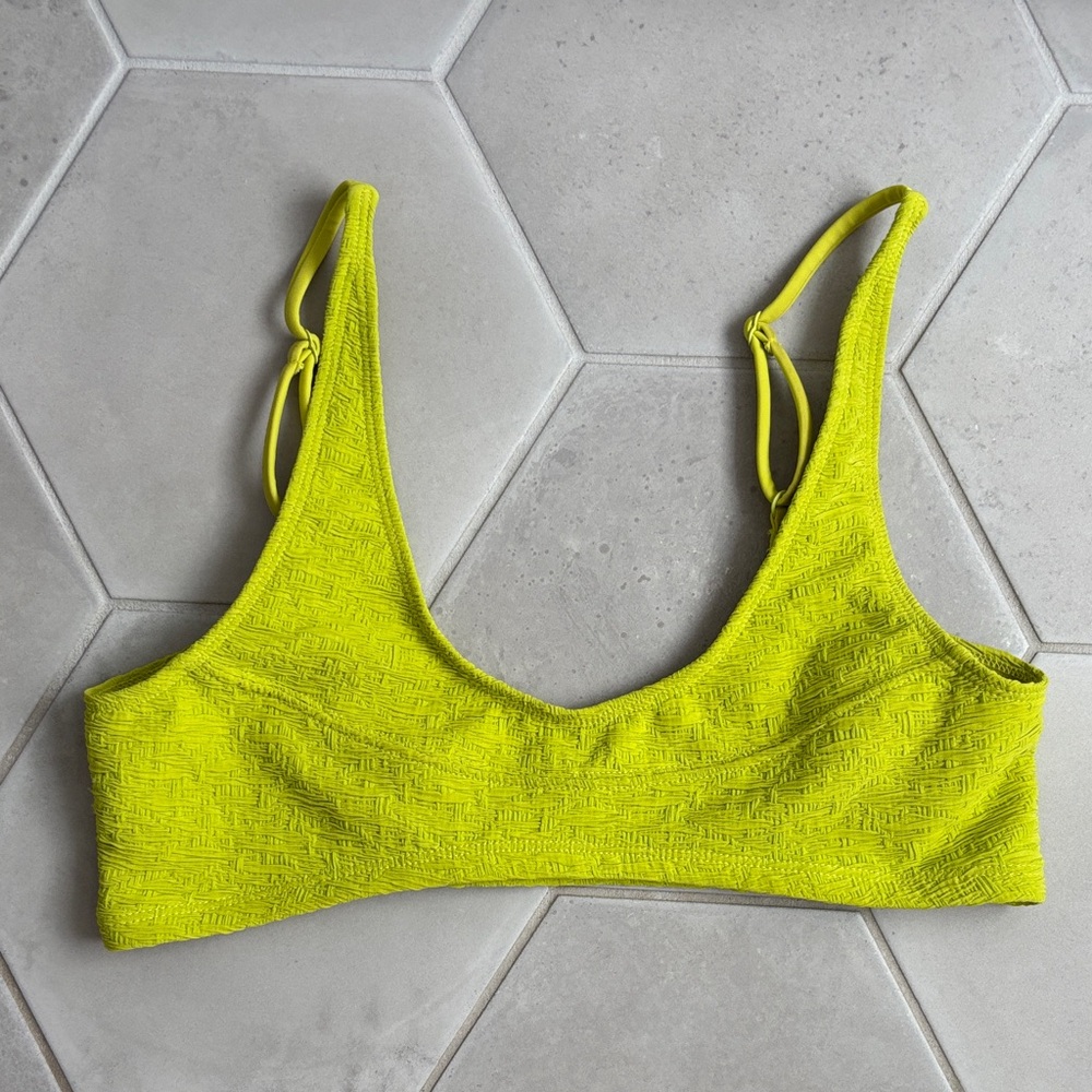 FP Movement by Free People Neon Yellow Textured Bikini Top
